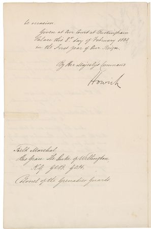 Lot #168 Queen Victoria and the Duke of Wellington Signed Document - Image 2