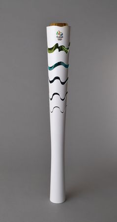 Lot #3151  Rio 2016 Summer Olympics Torch With Original Display and Accompaniments - Image 1