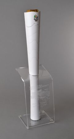 Lot #3151  Rio 2016 Summer Olympics Torch With Original Display and Accompaniments - Image 3