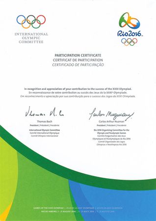 Lot #3152  Rio 2016 Summer Olympics Athlete's Participation Medal and Diploma - Image 4