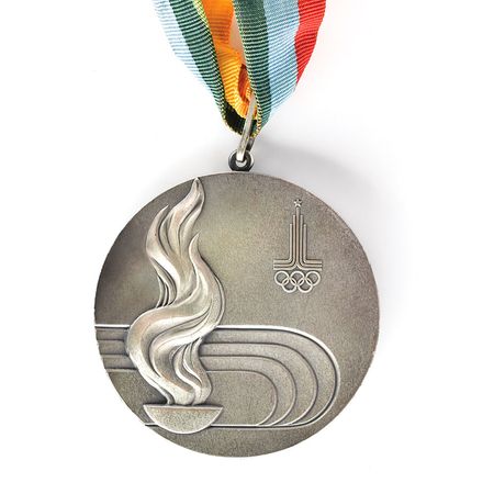 Lot #3099  Moscow 1980 Summer Olympics Silver Winner's Medal with Case and Pin - Image 2