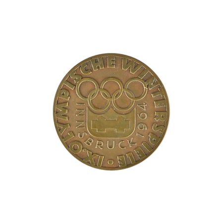 Lot #3068  Innsbruck 1964 Winter Olympics Bronze Participation Medal with Case - Image 1