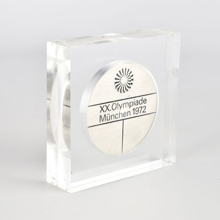 Lot #3086  Munich 1972 Summer Olympics Steel Participation Medal with Case - Image 1