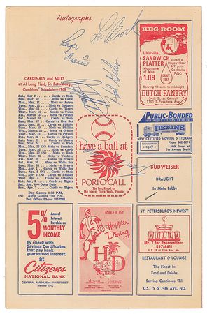 Lot #918 St. Louis Cardinals: 1968 Scorecard - Image 1