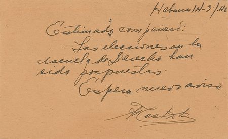 Lot #210 Fidel Castro: Ultra-early political letter by the 19-year-old Castro - Image 1