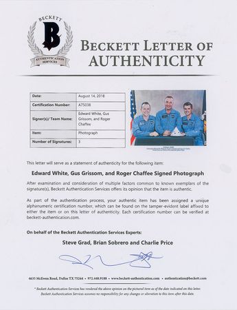 Lot #371 Apollo 1: Sought-after crew litho signed during a capsule inspection in 1966 - Image 2