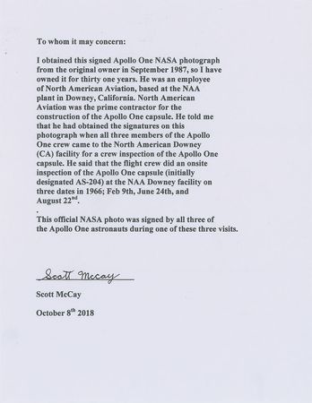 Lot #371 Apollo 1: Sought-after crew litho signed during a capsule inspection in 1966 - Image 3