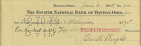 Lot #363 Orville Wright Check - Image 2