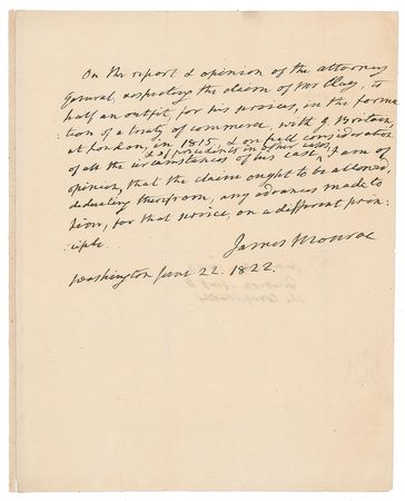 Lot #14 James Monroe: Recognizing Clay’s claim in