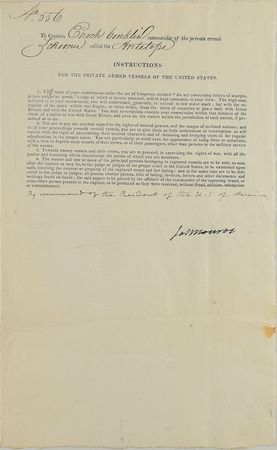 Lot #15 James Monroe: Important War of 1812