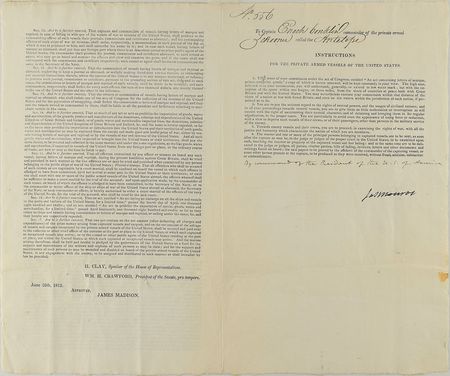 Lot #15 James Monroe: Important War of 1812 instructions for engaging the enemy on the high seas - Image 2
