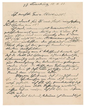 Lot #332 Paul von Hindenburg Handwritten Letter Signed - Image 1