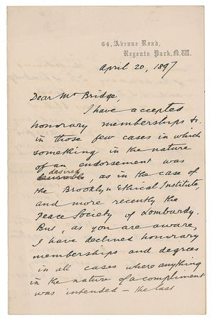 Lot #314 Herbert Spencer Signed Letter - Image 1