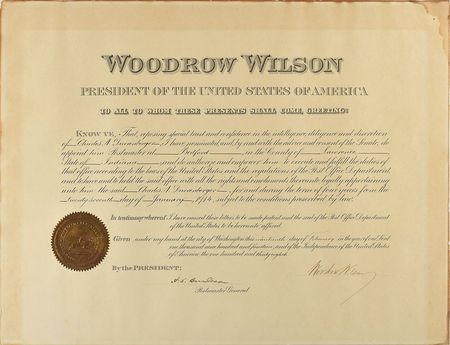 Lot #190 Woodrow Wilson Signed Document - Image 1