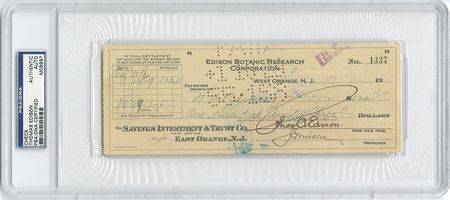 Lot #203 Thomas, Mina, and Charles Edison Checks - Image 1