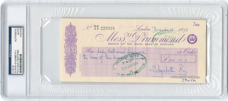 Lot #253 Elizabeth, Queen Mother Check - Image 1