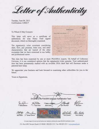 Lot #201 Henry Ford Signed Document - Image 2