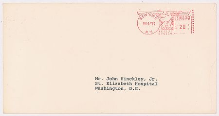 Lot #225 John Hinckley and Barbara Walters: Hinckley writes to Barbara Walters: 