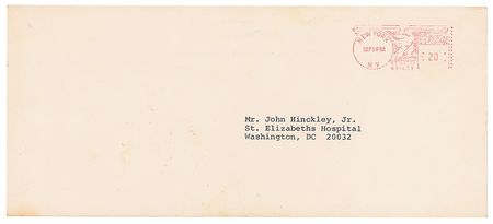 Lot #225 John Hinckley and Barbara Walters: Hinckley writes to Barbara Walters: 
