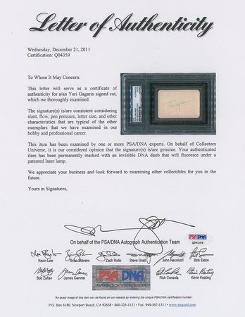 Lot #412 Yuri Gagarin Signature - Image 3