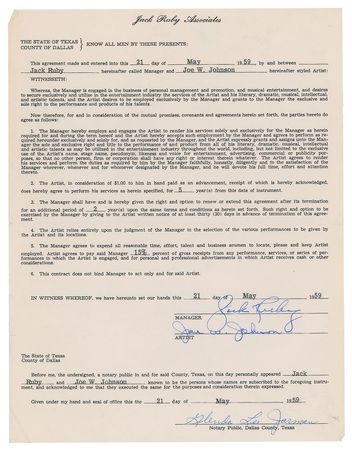 Lot #307 Jack Ruby: Ruby signs a saxophonist for his club - Image 1