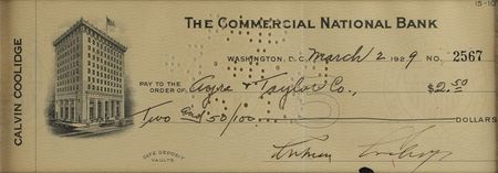 Lot #137 Calvin Coolidge Check - Image 2