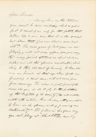 Lot #908 Baseball: Before leaving for the war, a Yale alumni reflects on fonder times: 