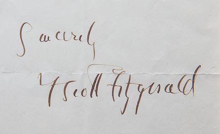 Lot #487 F. Scott Fitzgerald: Fitzgerald to a journalist, after publishing The Beautiful and Damned: 