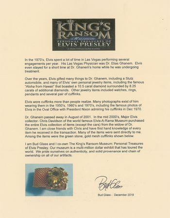 Lot #578 Elvis Presley: Cufflinks worn by the King - Image 3