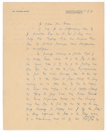 Lot #519 Thomas Mann: Mann on the structure of The Magic Mountain - Image 1