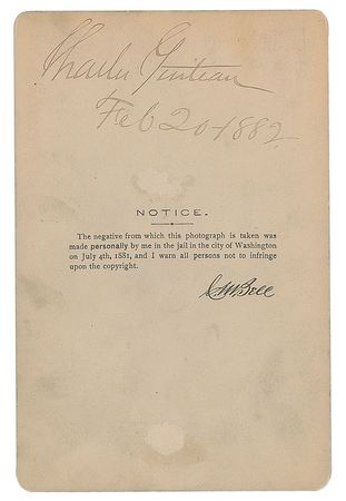 Lot #223 Charles Guiteau Signed Photograph - Image 1