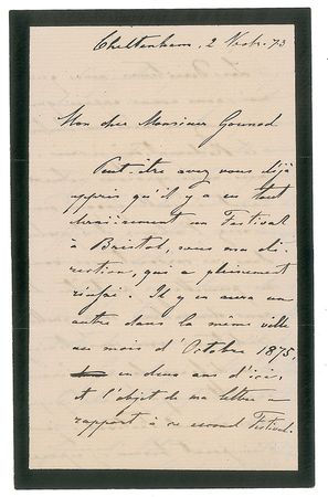 Lot #594 Charles Halle: Halle hopes to perform Gounod's oratorio, La Redemption - Image 1