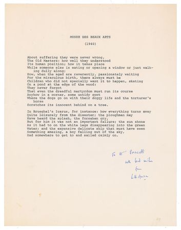 Lot #500 W. H. Auden Souvenir Typescript - Image 1