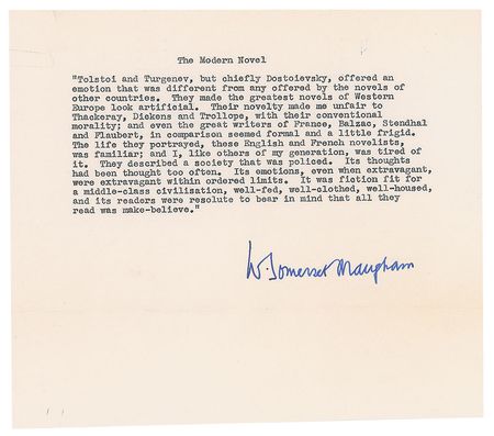 Lot #522 W. Somerset Maugham Typed Quotes Signed - Image 1