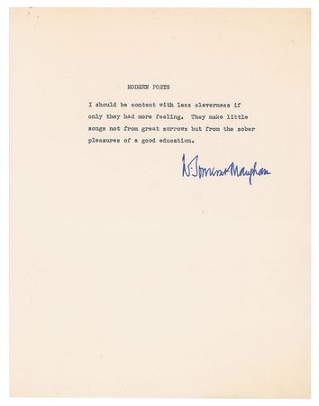 Lot #522 W. Somerset Maugham Typed Quotes Signed - Image 2