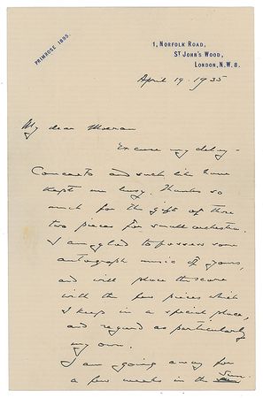 Lot #595 Hamilton Harty Handwritten Letters Signed - Image 3