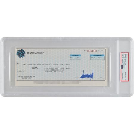 Lot #108 Donald Trump - PSA/DNA GEM MINT 10: Rare 1990 check signed by Donald Trump—graded by PSA/DNA as GEM MINT 10 - Image 1