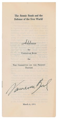 Lot #238 Vannevar Bush Signed Photograph and Pamphlet - Image 2