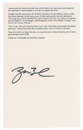 Lot #124 George W. Bush Souvenir Typescript - Image 1