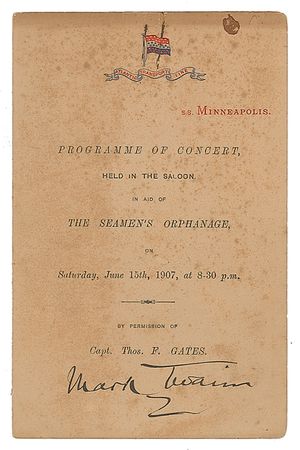 Lot #485 Samuel L. Clemens Program - Image 1