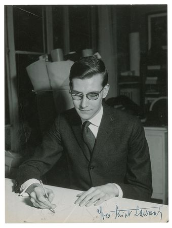 Lot #455 Yves Saint Laurent: Amazing signed portrait of Yves Saint Laurent with a Christian Dior copyright - Image 1