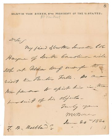 Lot #24 Martin Van Buren Handwritten Letter Signed
