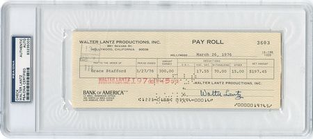 Lot #475 Walter Lantz Sketch and Check - Image 2