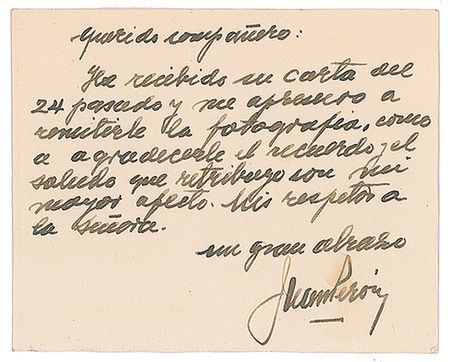 Lot #296 Juan Peron Signed Photograph and Handwritten Letter Signed - Image 2