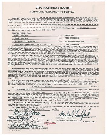 Lot #788 Robert Redford Signed Document - Image 1