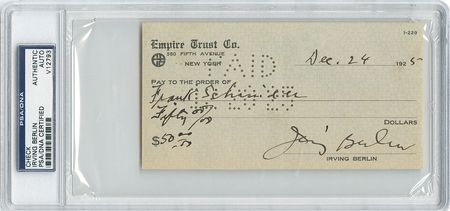 Lot #612 Irving Berlin Check - Image 1