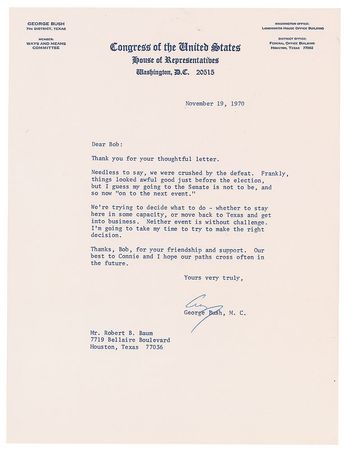 Lot #120 George Bush: On the 1970 Senate race: 