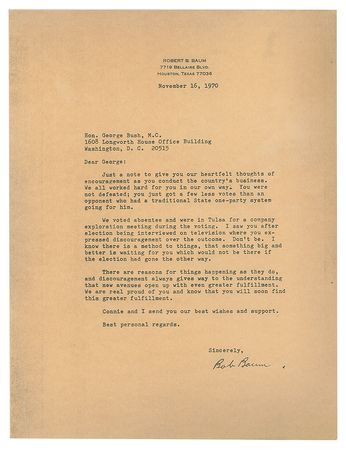 Lot #120 George Bush: On the 1970 Senate race: 