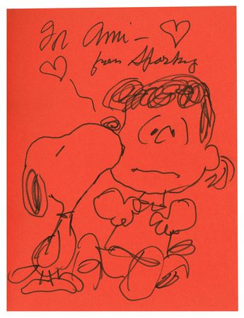 Lot #464 Charles Schulz: Snoopy kisses Lucy?a rarely seen 