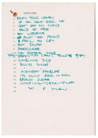 Lot #4096 Mick Jagger Handwritten Set List - Image 1